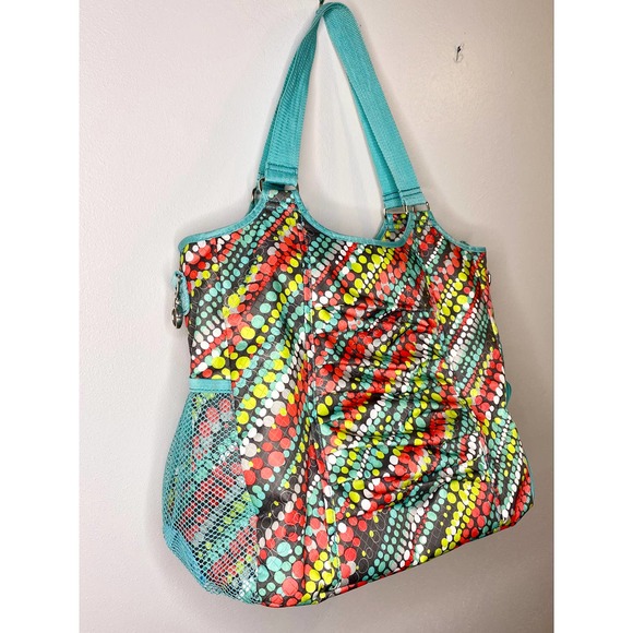 Thirty-One All Pro Tote Graffiti Dot Green Polka Dot with Shoe Compartment - Picture 5 of 15